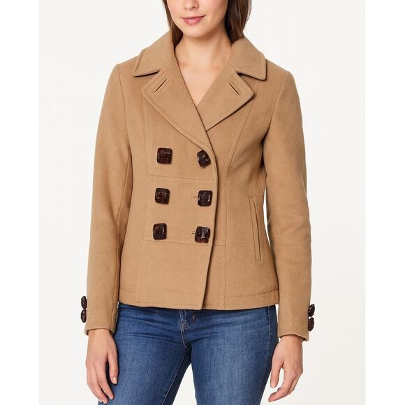 Dsquared2 Tan Double-Breasted Wool Pea Coat Made in Italy Size 46 (US 10) - Picture 2 of 8